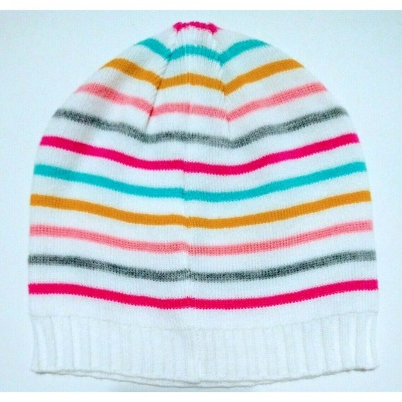 Kids Knit Beanie Hat Size 4-6X Rainbow Stripes Lightweight Warmth Fall Winter - Picture 3 of 3
